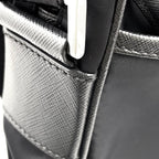 Prada Nylon Saffiano Leather Square Dark Navy Shoulder Bag Silver — view 7