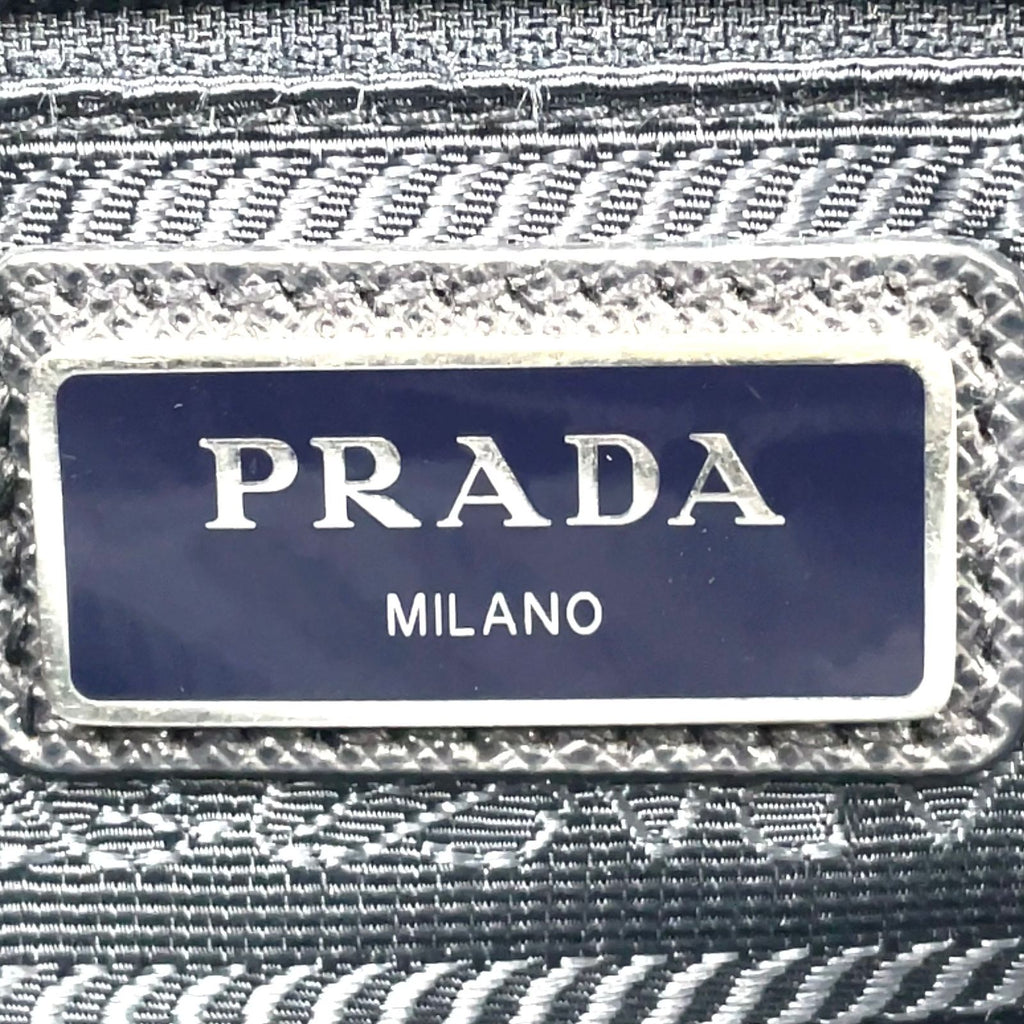 Prada Nylon Saffiano Leather Square Dark Navy Shoulder Bag Silver — view 4