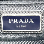 Prada Nylon Saffiano Leather Square Dark Navy Shoulder Bag Silver — view 4
