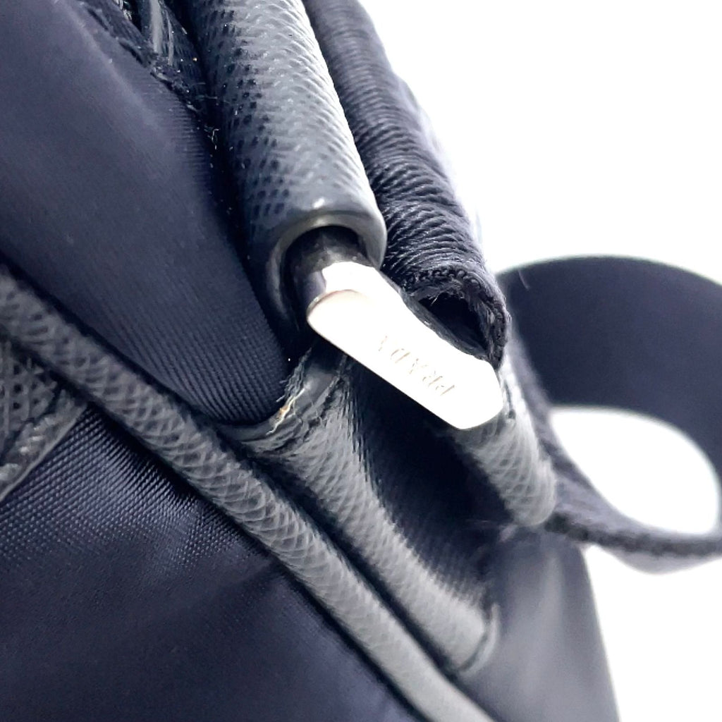 Prada Nylon Saffiano Leather Square Dark Navy Shoulder Bag Silver — view 8