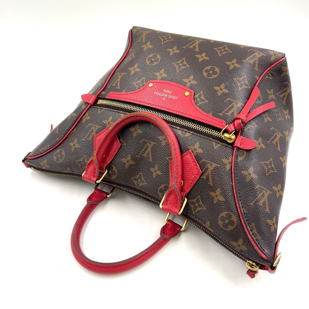 Louis Vuitton Tournelle PM Monogram Cerise Leather Brown Red Handbag Gold — view 7