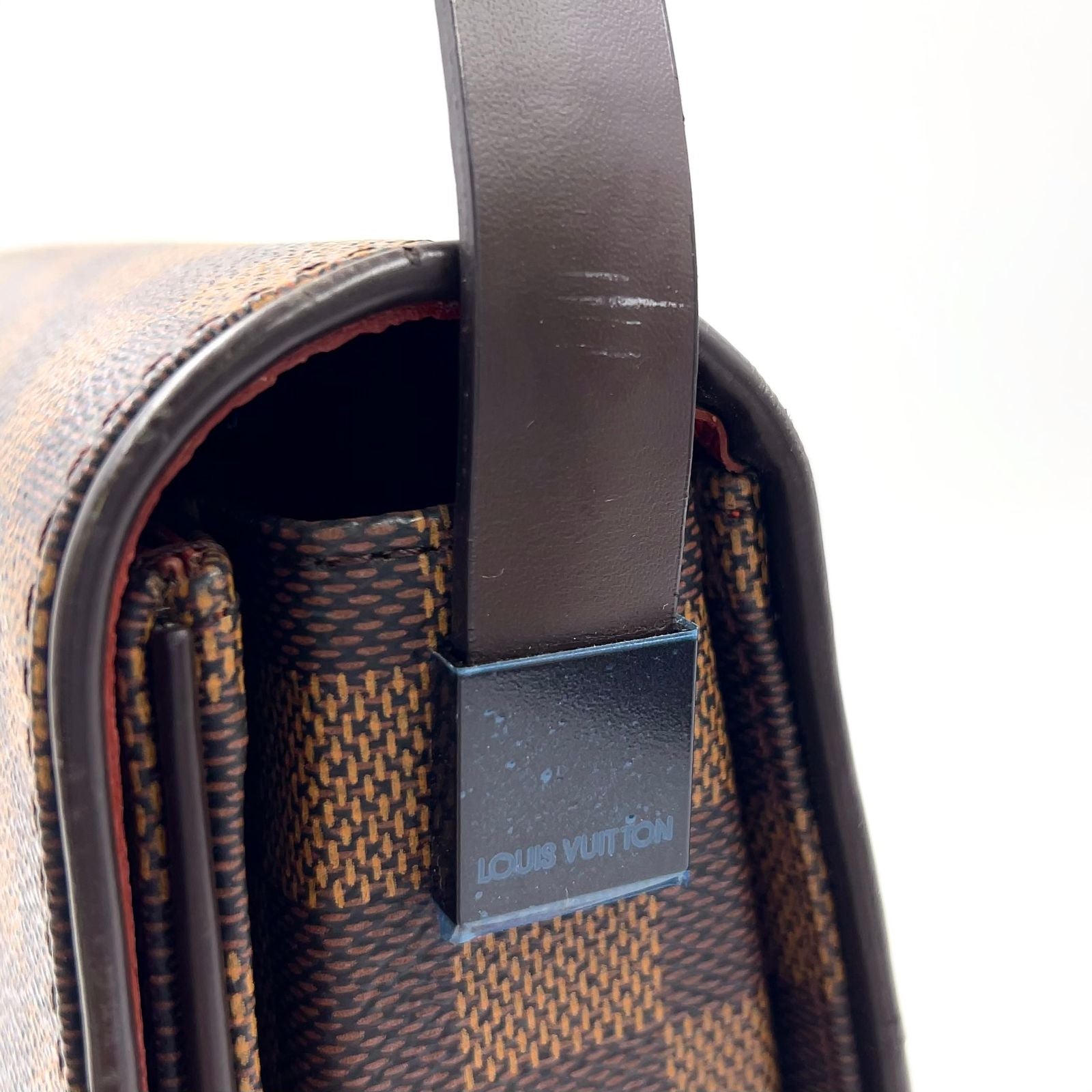 Louis Vuitton Tribeca Carre Damier Ebene Leather Brown Shoulder Bag Gold — view 7