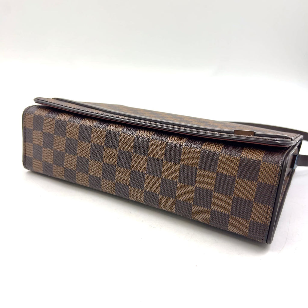 Louis Vuitton Tribeca Carre Damier Ebene Leather Brown Shoulder Bag Gold — view 8