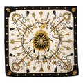 Hermes Carre 90 les Cles Key Scarf Large Black Ivory Silk