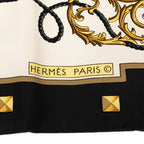 Hermes Carre 90 les Cles Key Scarf Large Black Ivory Silk — view 4