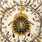 Hermes Carre 90 les Cles Key Scarf Large Black Ivory Silk — view 3