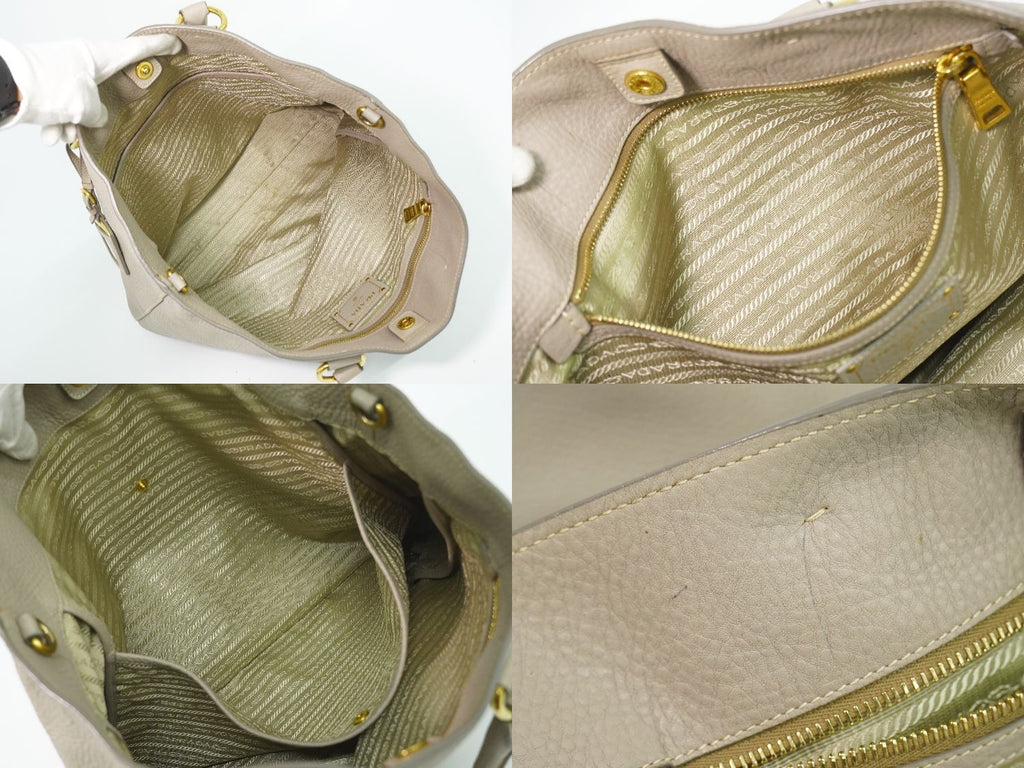 Prada Leather 2-Way Shoulder Bag Tote Light Gray — view 8