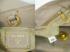 Prada Leather 2-Way Shoulder Bag Tote Light Gray — view 9