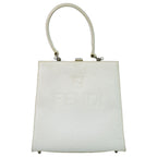 Fendi Logo Handbag Leather White