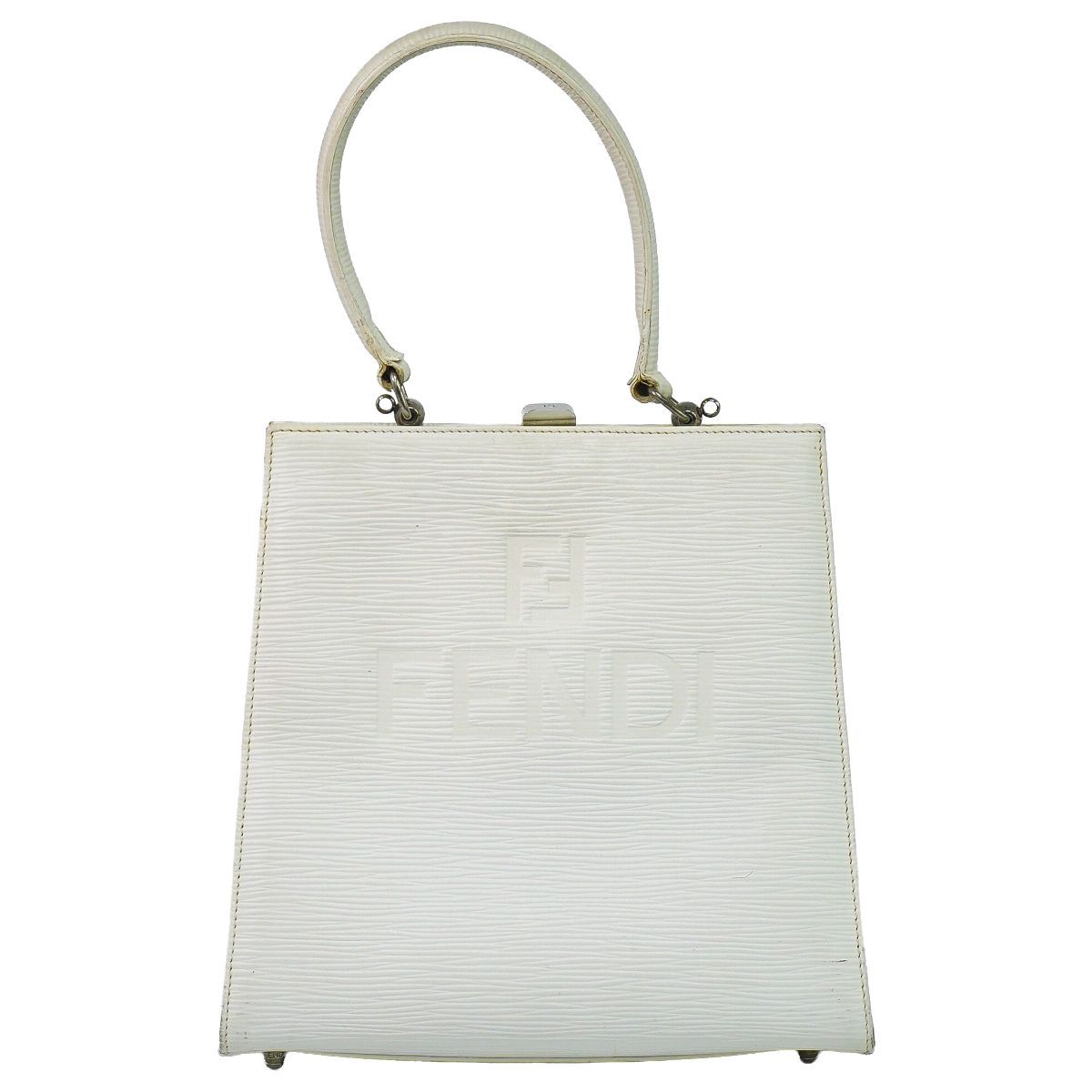 Fendi Logo Handbag Leather White
