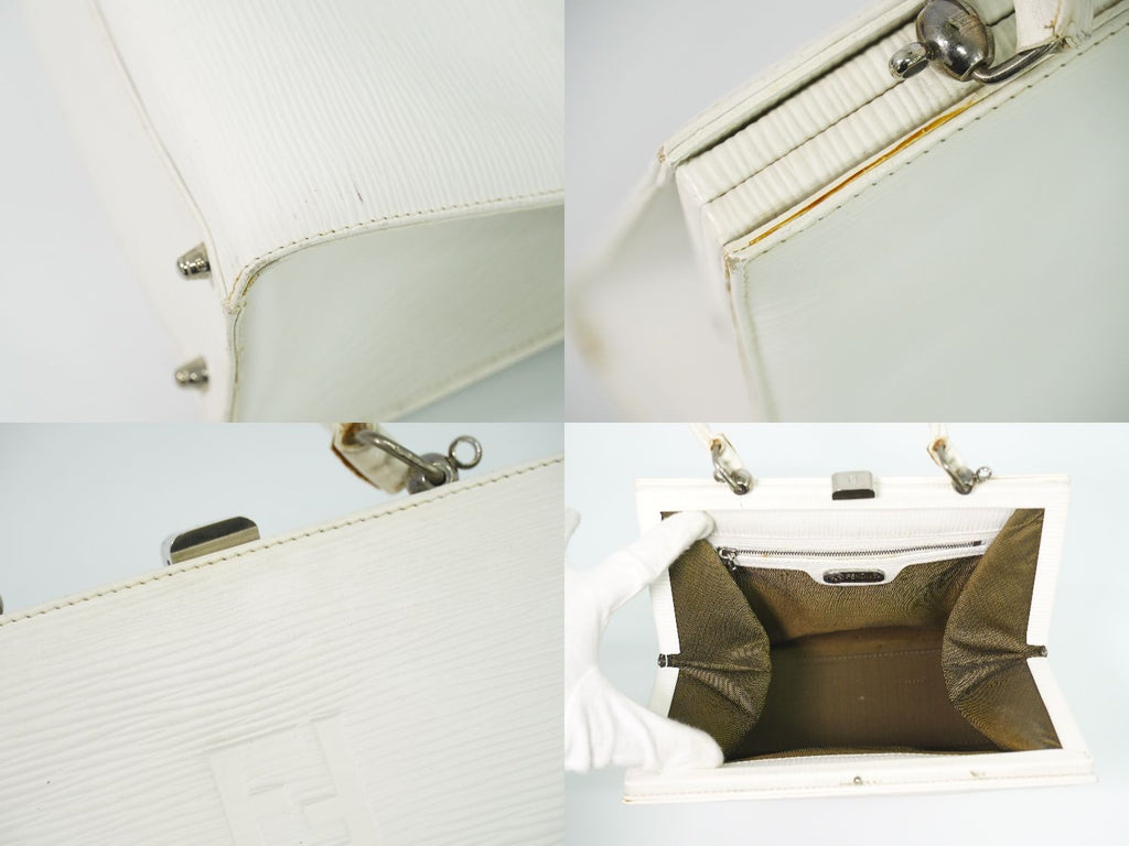 Fendi Logo Handbag Leather White — view 8