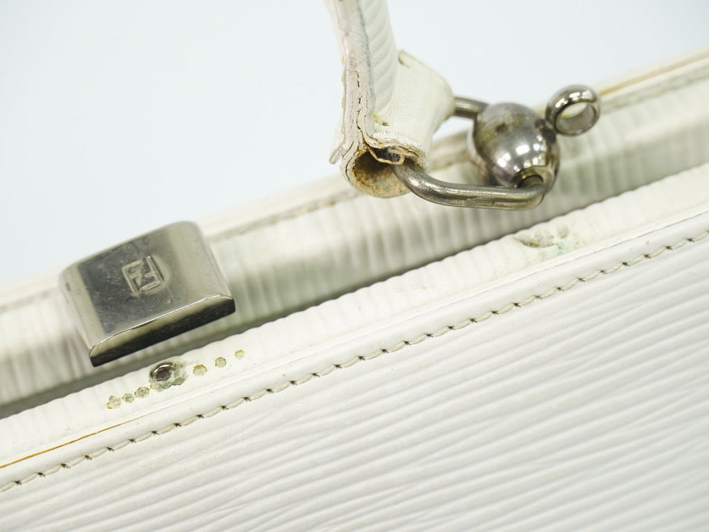 Fendi Logo Handbag Leather White — view 7