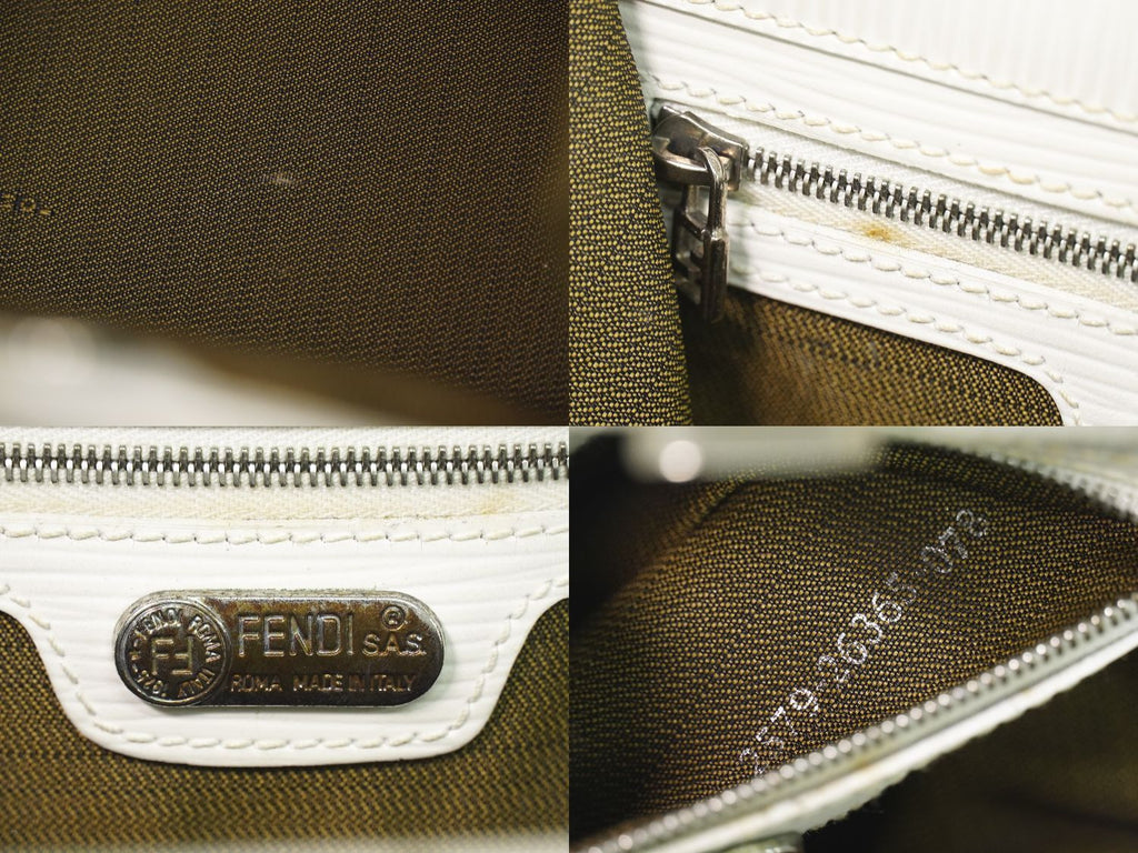 Fendi Logo Handbag Leather White — view 9