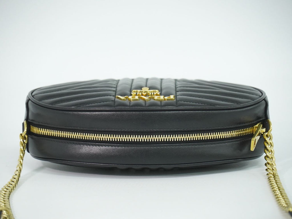 Prada Diagram Chain Shoulder Bag Pochette Leather Black Diagramme — view 5