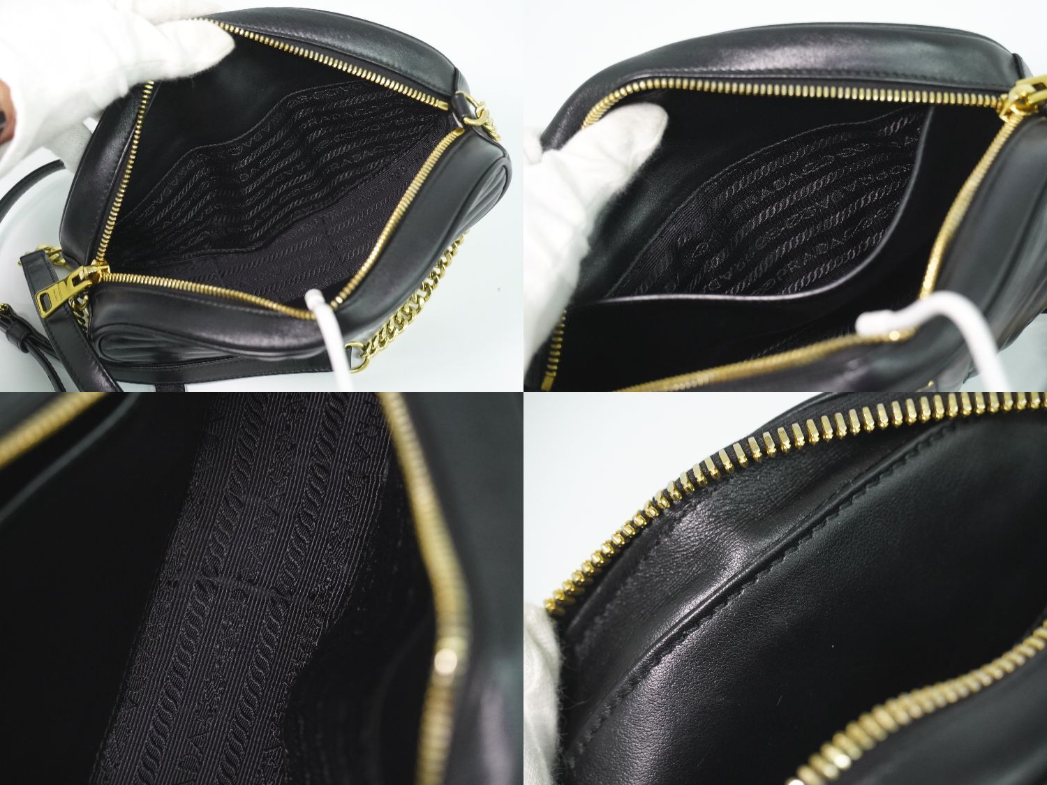 Prada Diagram Chain Shoulder Bag Pochette Leather Black Diagramme — view 8
