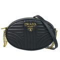 Prada Diagram Chain Shoulder Bag Pochette Leather Black Diagramme