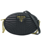 Prada Diagram Chain Shoulder Bag Pochette Leather Black Diagramme