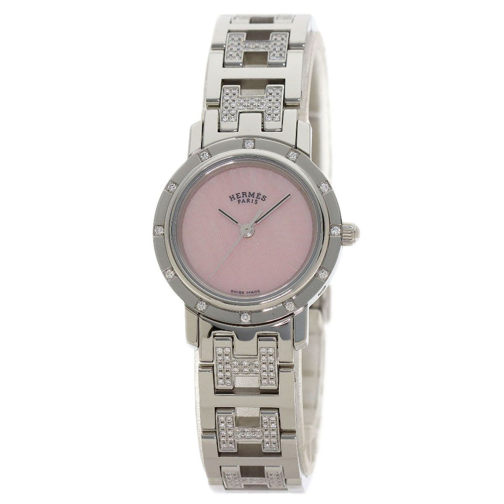 Hermes Clipper Cles Diamond Watch SS