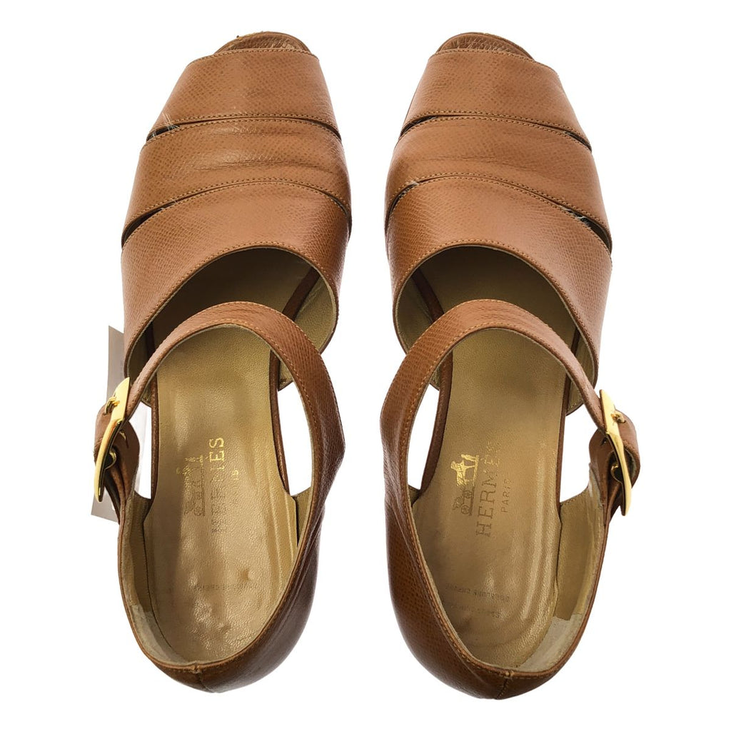 Hermes Leather Strap Sandals 37 Brown — view 4
