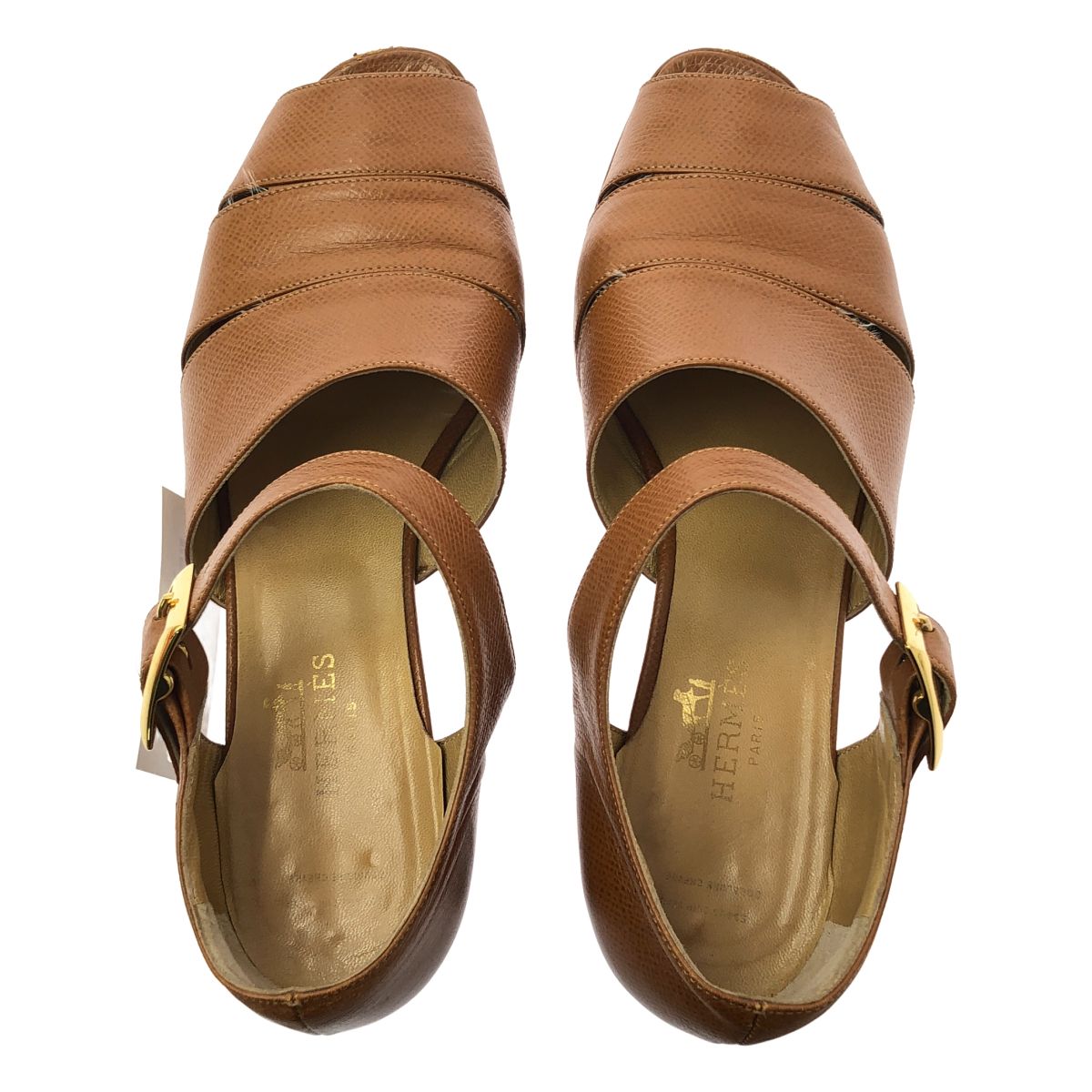 Hermes Leather Strap Sandals 37 Brown — view 4