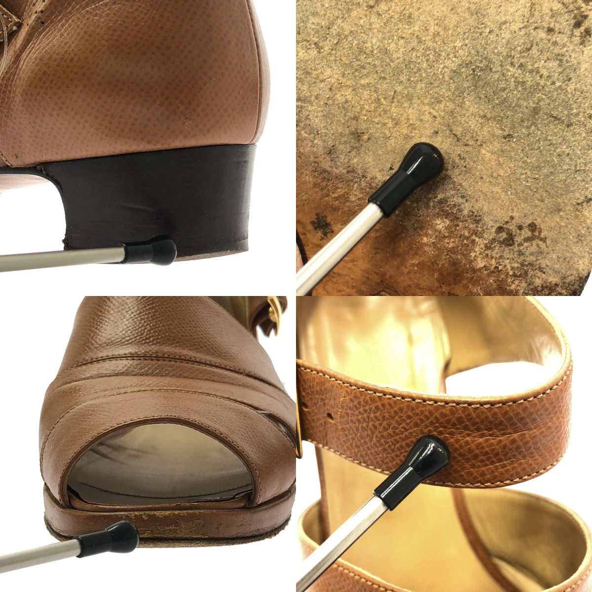 Hermes Leather Strap Sandals 37 Brown — view 9