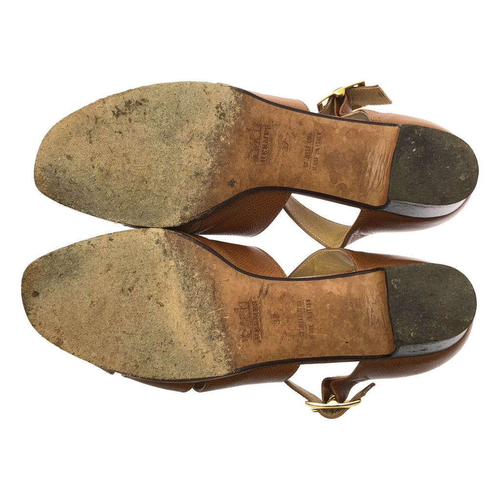 Hermes Leather Strap Sandals 37 Brown — view 5