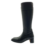 Hermes Leather Logo Side Zip Long Boots 38 Black — view 2