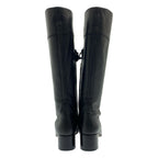 Hermes Leather Logo Side Zip Long Boots 38 Black — view 3