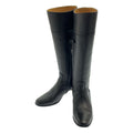 Hermes Leather Logo Side Zip Long Boots 38 Black