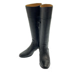 Hermes Leather Logo Side Zip Long Boots 38 Black