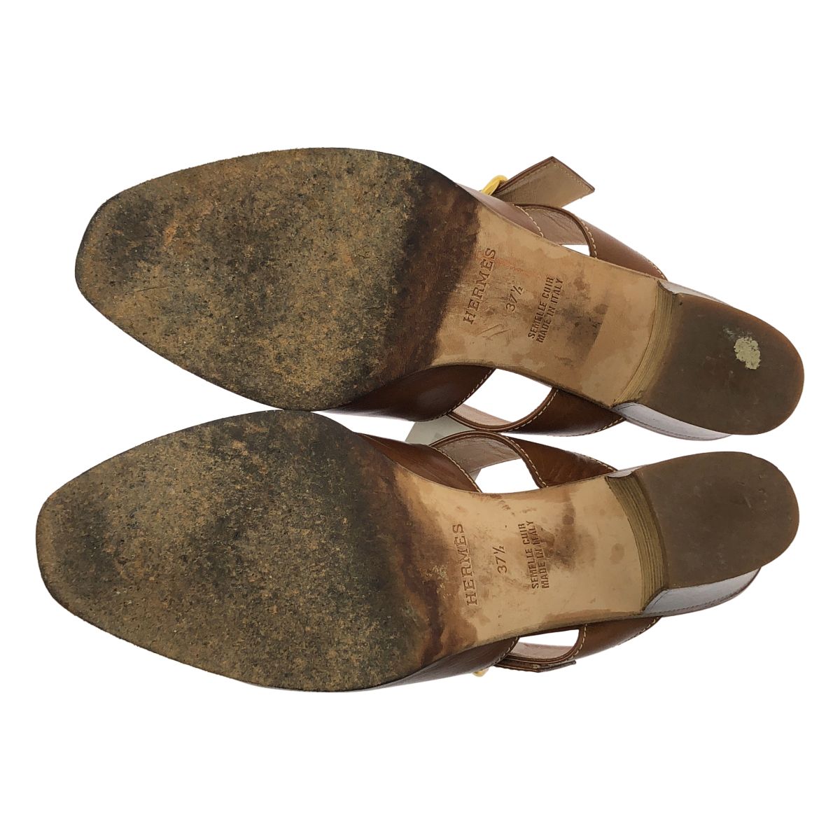 Hermes Leather Strap Sandals 37.5 Brown — view 5