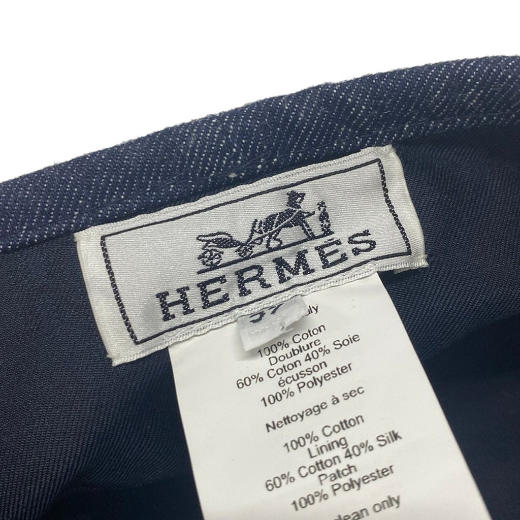 Hermes Hat 57 Navy Beret Denim Cotton — view 5