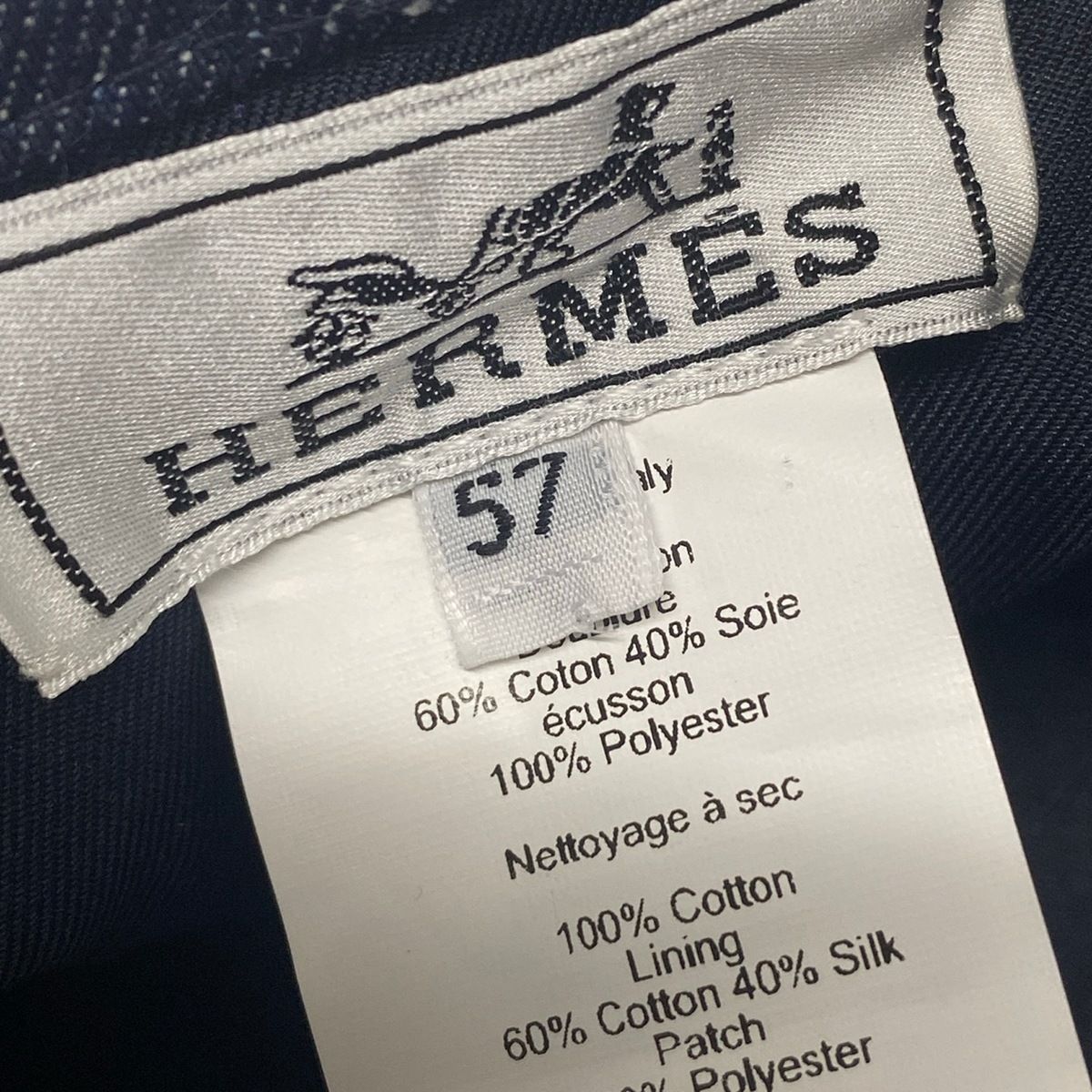 Hermes Hat 57 Navy Beret Denim Cotton — view 7