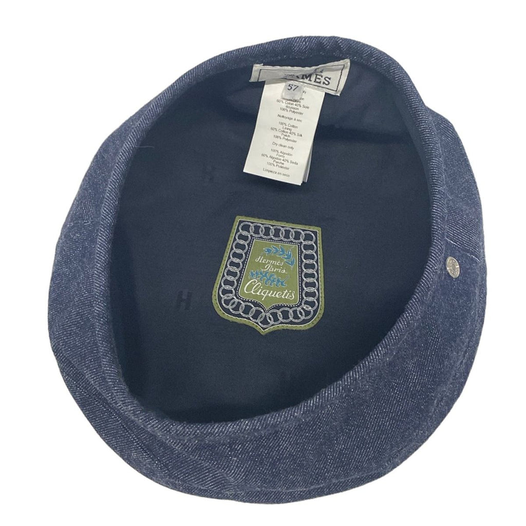 Hermes Hat 57 Navy Beret Denim Cotton — view 4
