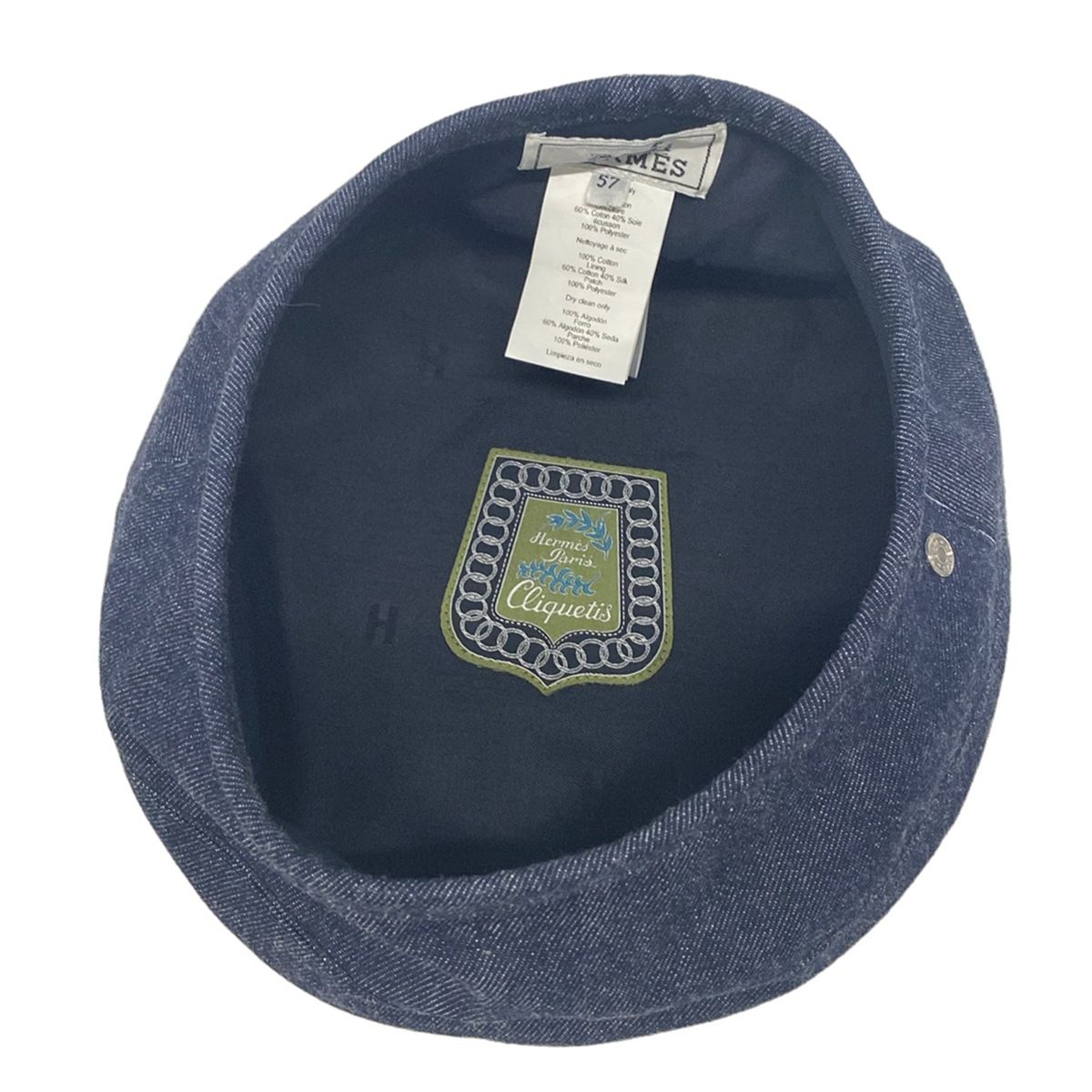 Hermes Hat 57 Navy Beret Denim Cotton — view 4