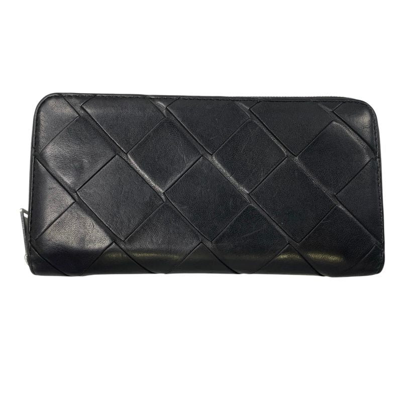 Bottega Veneta Wallet Zip Around Inch Recciato Black