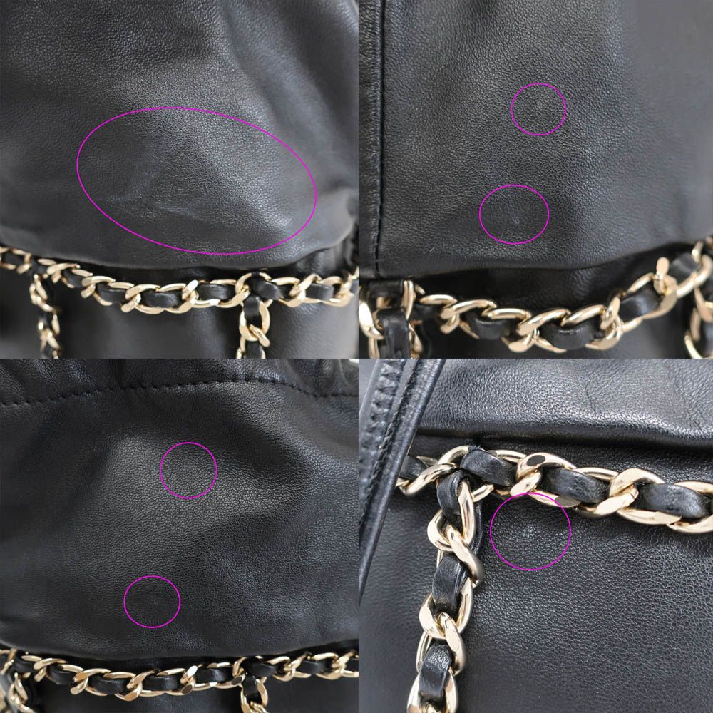 Chanel Ten Bucket Bag Chain Lambskin Black Gold CC Logo — view 7