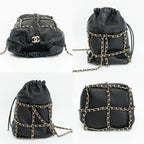 Chanel Ten Bucket Bag Chain Lambskin Black Gold CC Logo — view 3