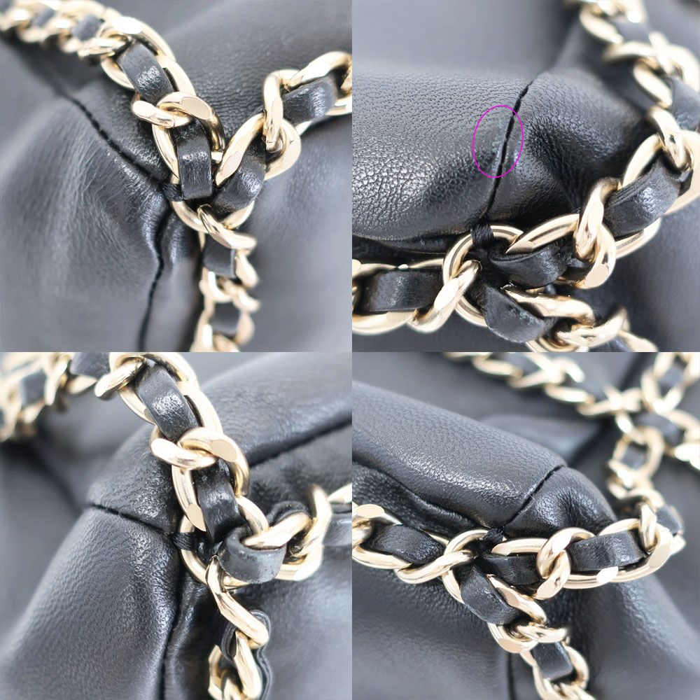Chanel Ten Bucket Bag Chain Lambskin Black Gold CC Logo — view 4