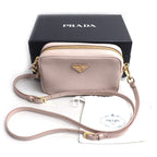 Prada Leather Mini Shoulder Bag Pink Beige — view 6