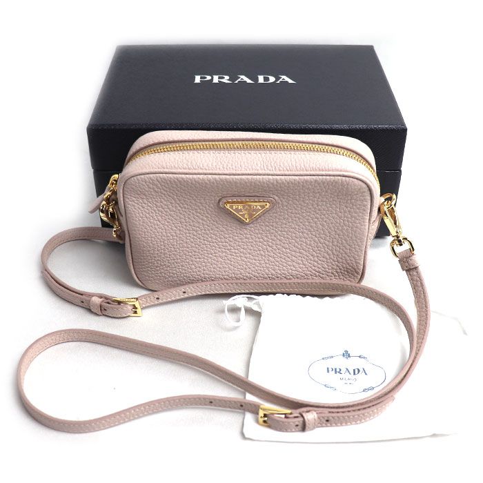 Prada Leather Mini Shoulder Bag Pink Beige — view 6