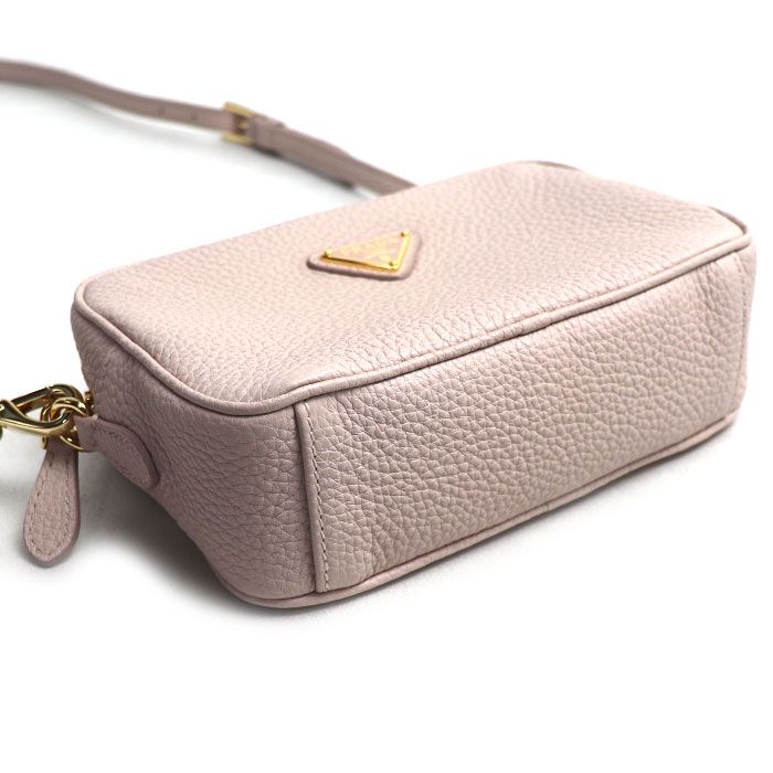 Prada Leather Mini Shoulder Bag Pink Beige — view 3