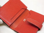 Hermes Bearn Card Case Leather Chevre Red Silver Business Holder — view 3