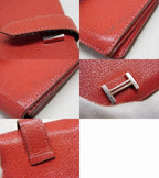 Hermes Bearn Card Case Leather Chevre Red Silver Business Holder — view 5