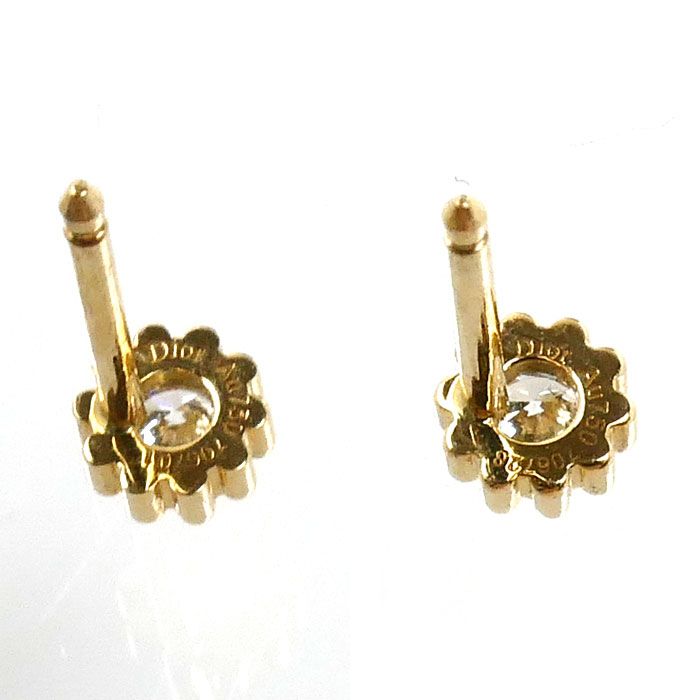 Dior 18k Yellow Gold Mimirose Earrings Diamond Set Sold — view 4