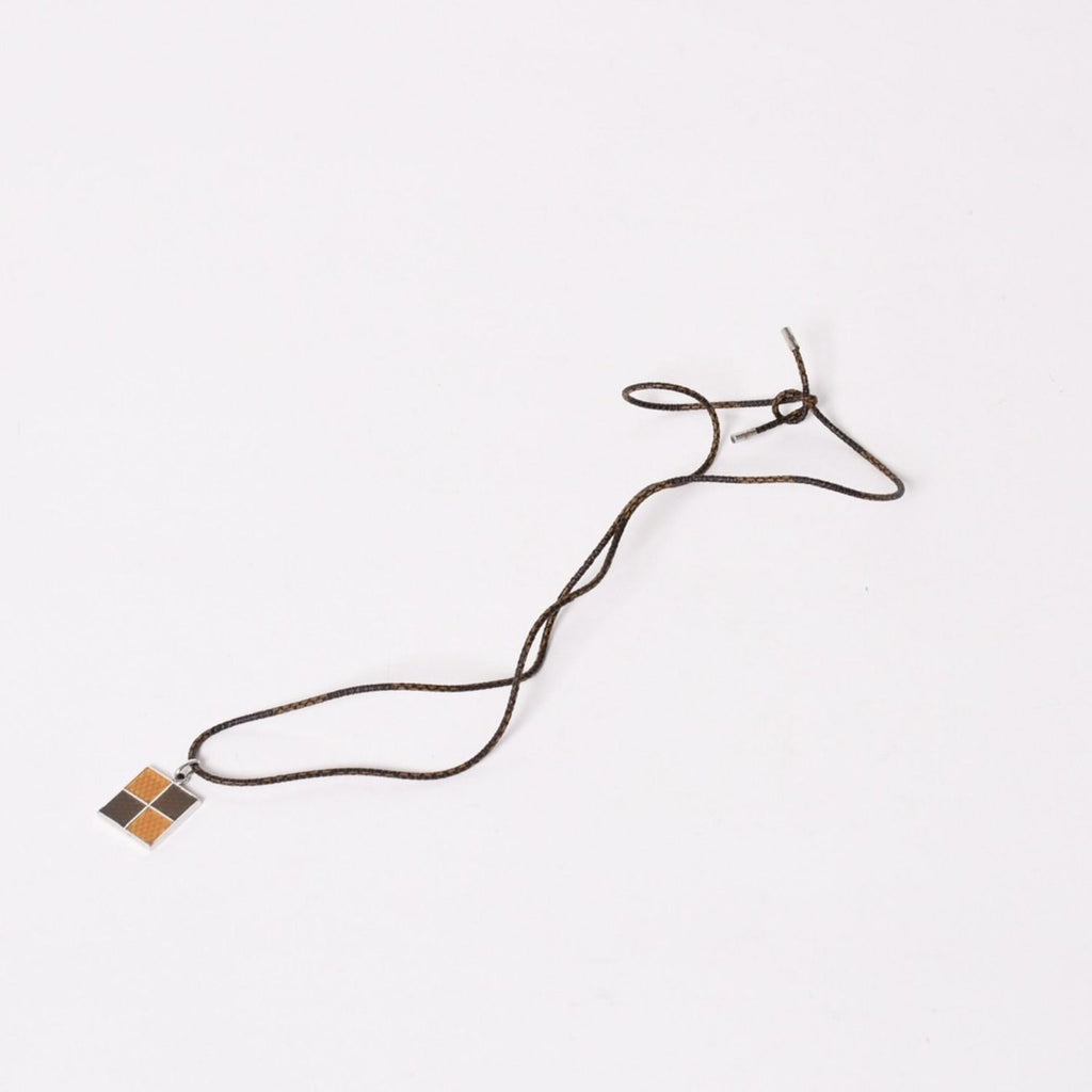Louis Vuitton Pendentif Damier 925 Sterling Silver Necklace Brown Yellow — view 8