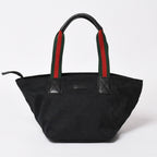 Gucci Sherry Line Hand Bag Handbag GG Canvas Black