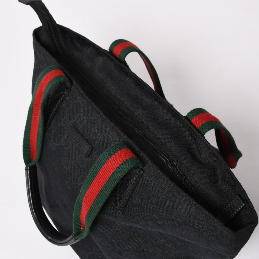 Gucci Sherry Line Hand Bag Handbag GG Canvas Black — view 8