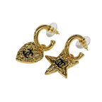 Chanel Earrings CC Logo Gold Black Star