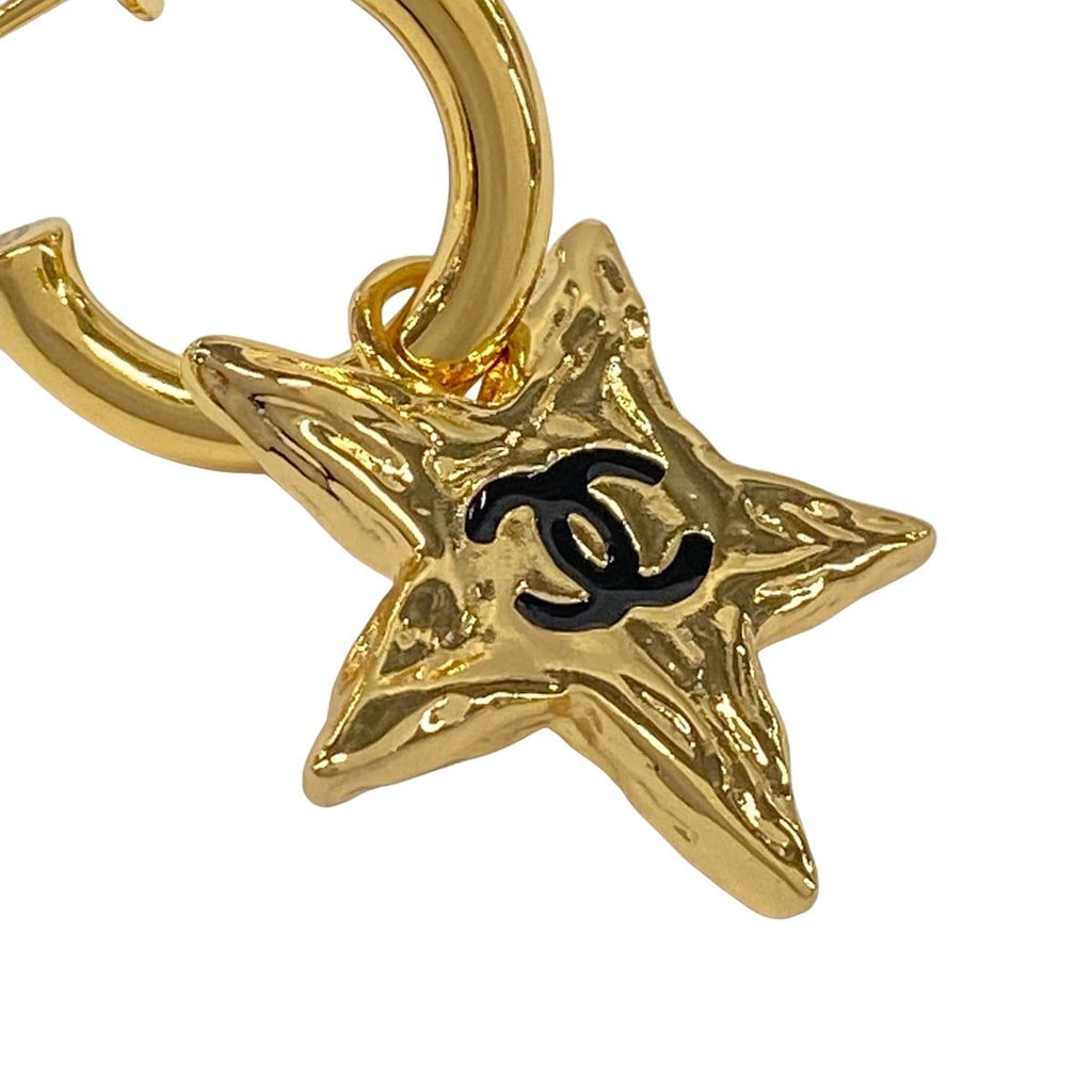 Chanel Earrings CC Logo Gold Black Star — view 4
